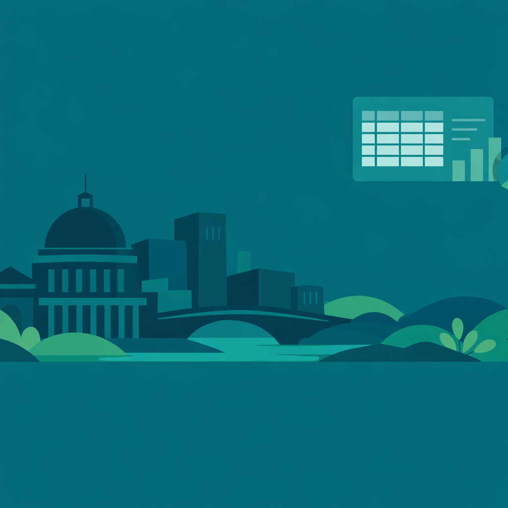 Abstract Civic Building and Data Table Hero Banner