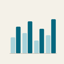 Stylized depiction of a bar chart comparing two things